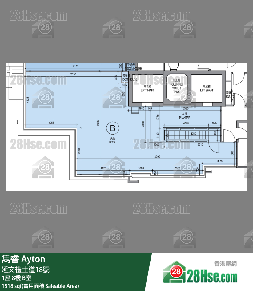 隽睿 1座 8楼 B室 平面图