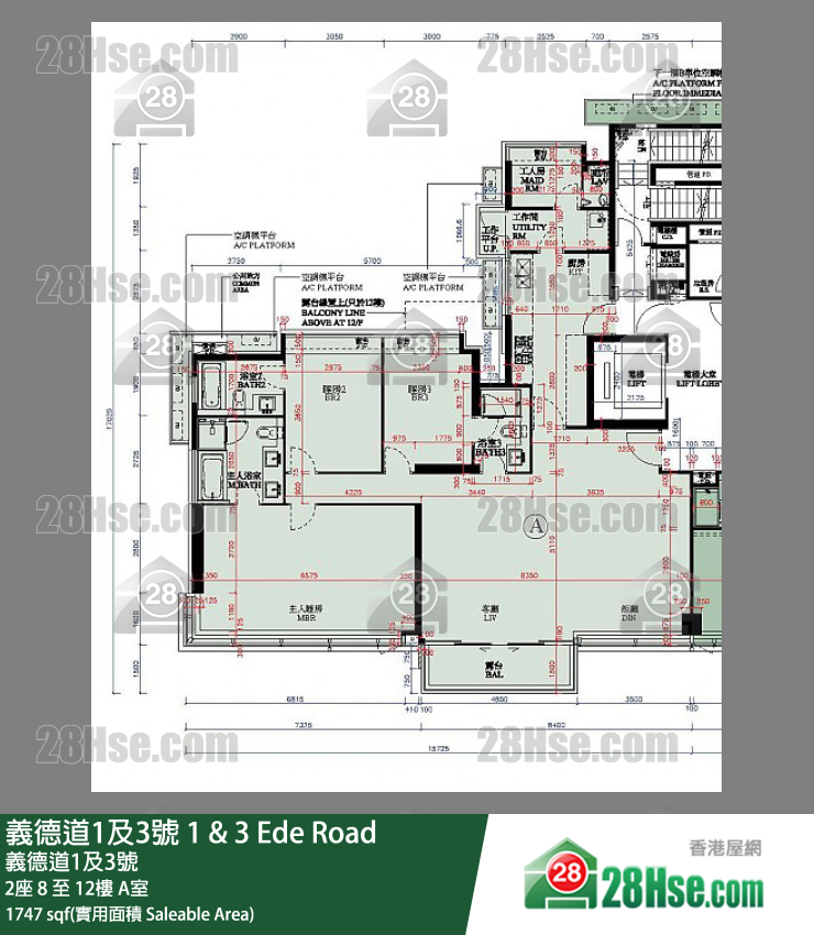 义德道1及3号 单位平面图(由 28Hse 提供)