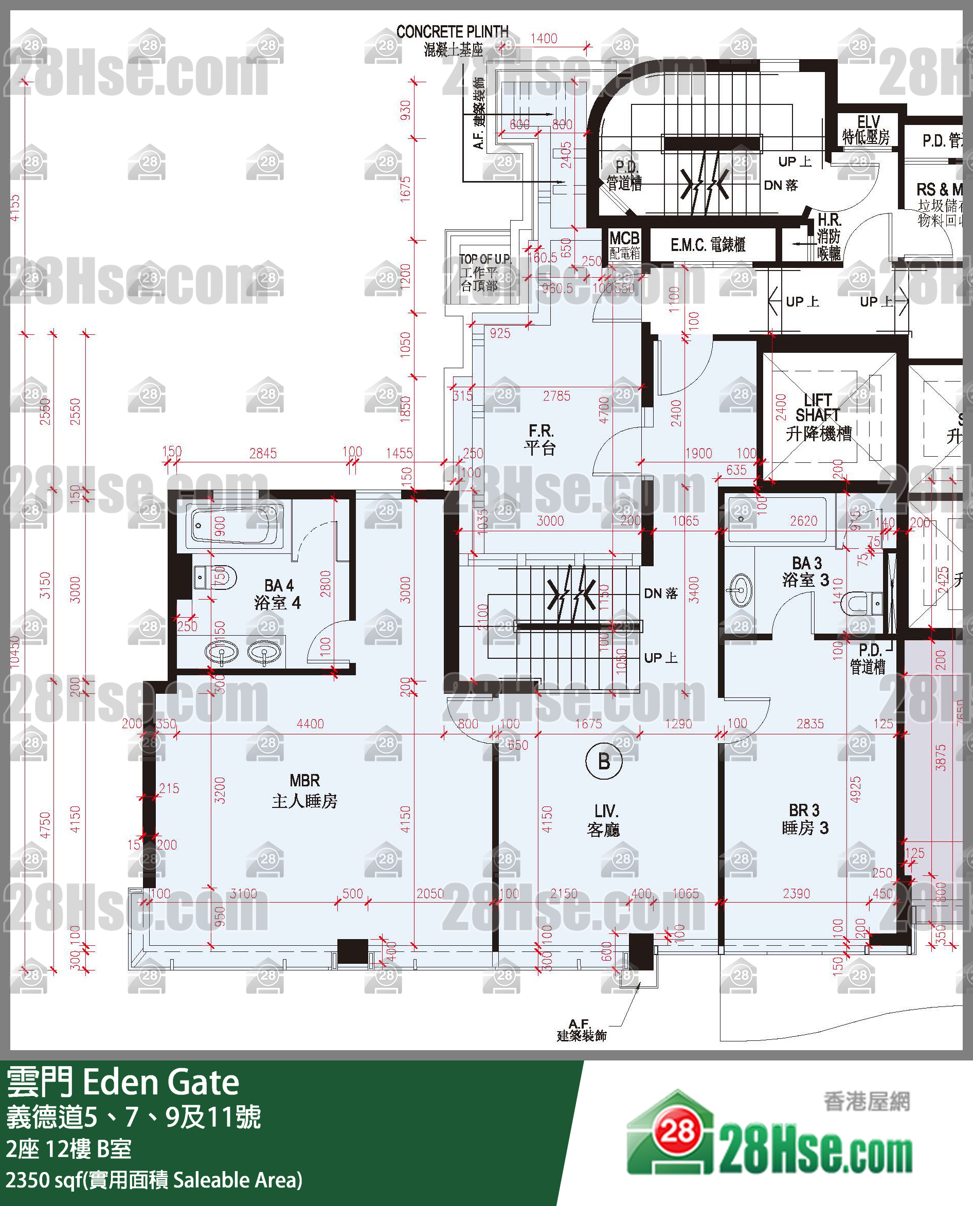 雲門 大廈 2座 12樓 B室 平面圖