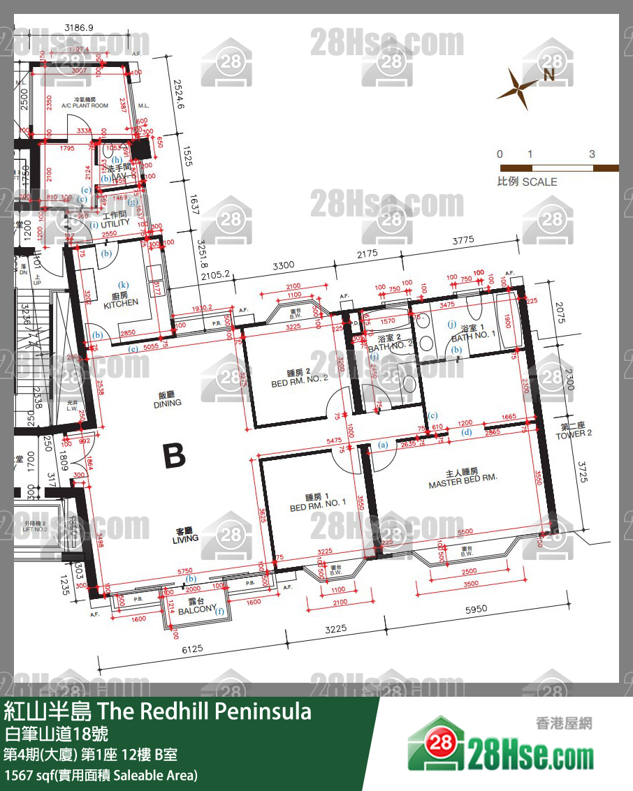 紅山半島 第4期(大廈) 第1座 12樓 B室 平面圖