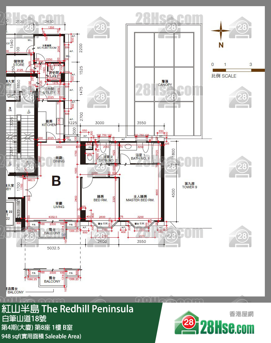 紅山半島 第4期(大廈)第8座1樓 B室 平面圖