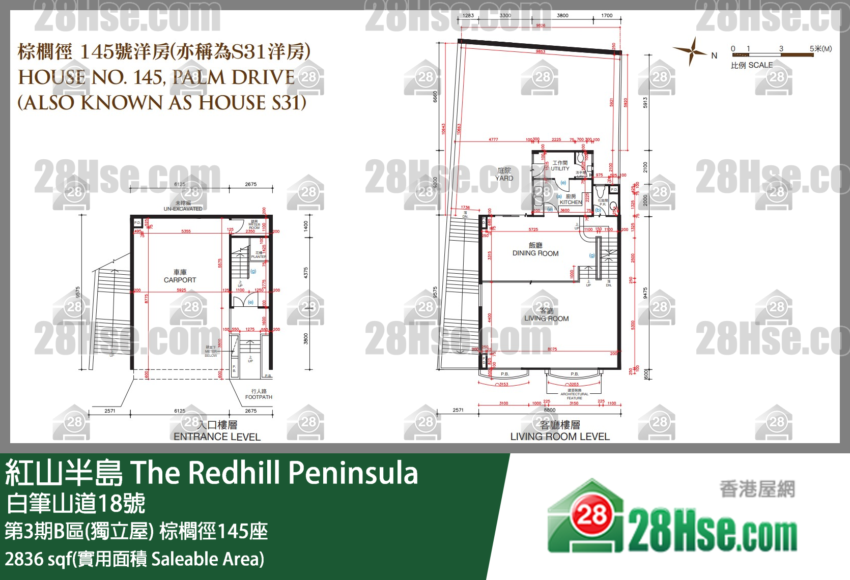 紅山半島 第3期B區(獨立屋) 棕櫚徑145座 平面圖