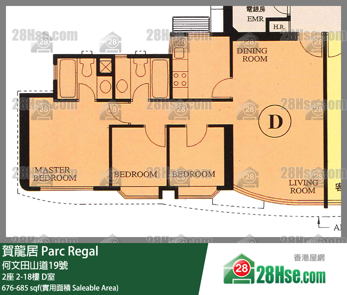 賀龍居 2座12樓 D室 平面圖