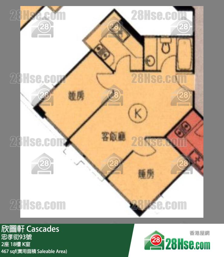 欣圖軒 2座 18樓 K室 平面圖