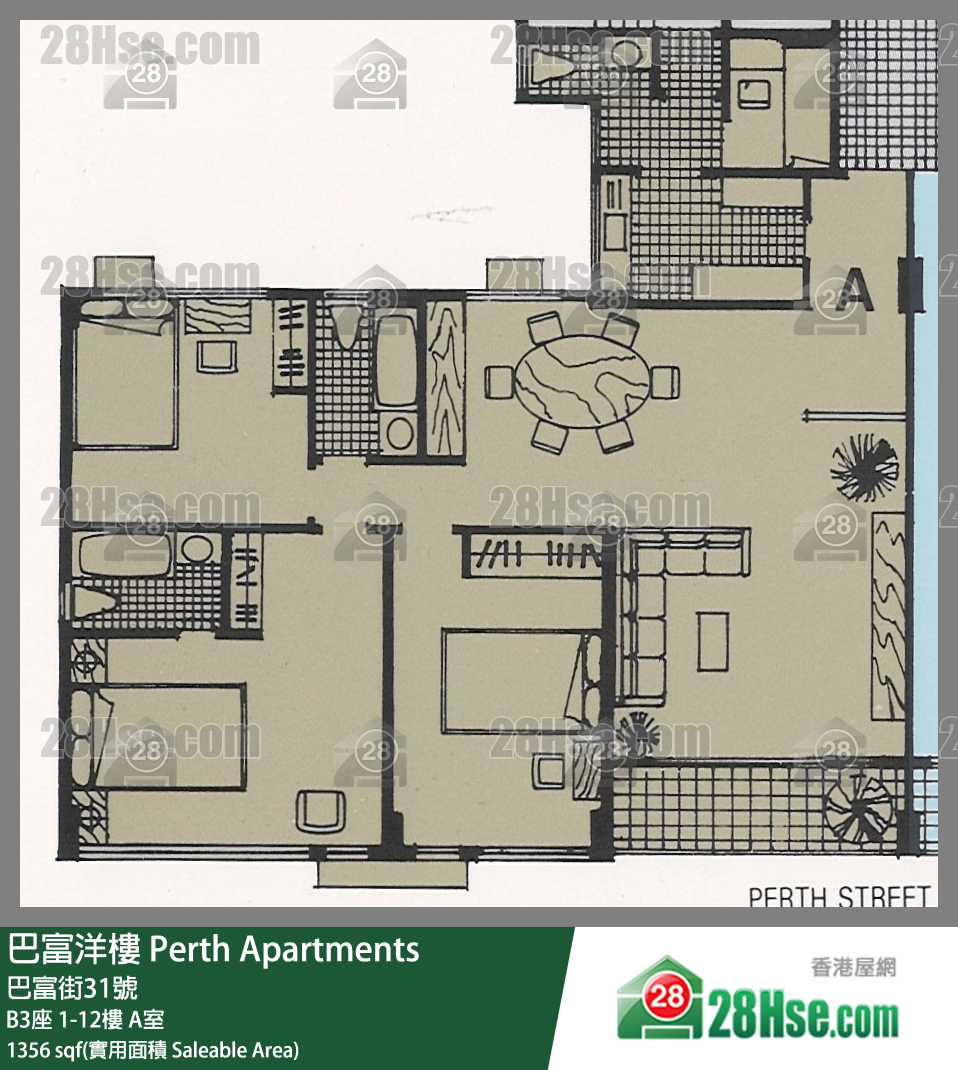 巴富洋樓 B3座3樓 A室 平面圖