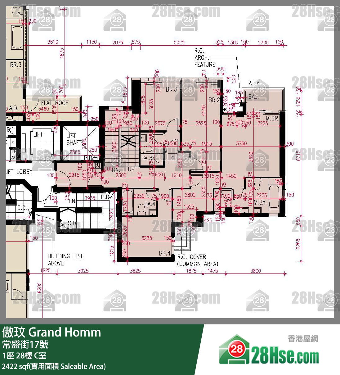 傲玟 1座 28樓 C室 平面圖