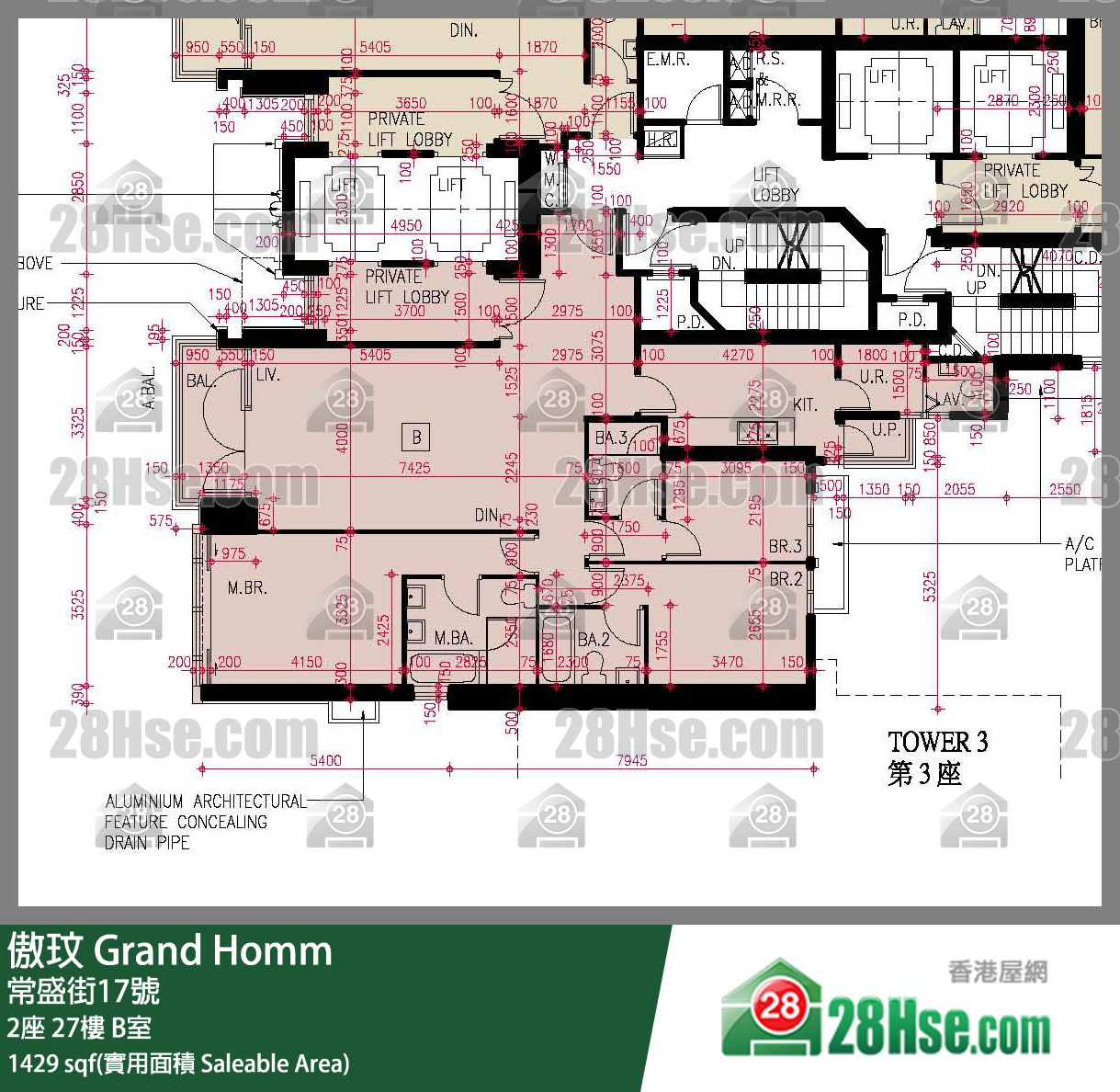 傲玟 2座 27樓 B室 平面圖