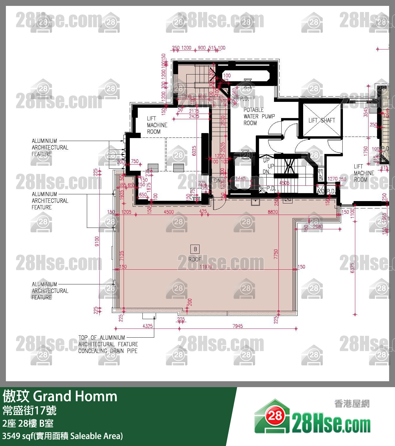 傲玟 2座 28樓 B室 平面圖