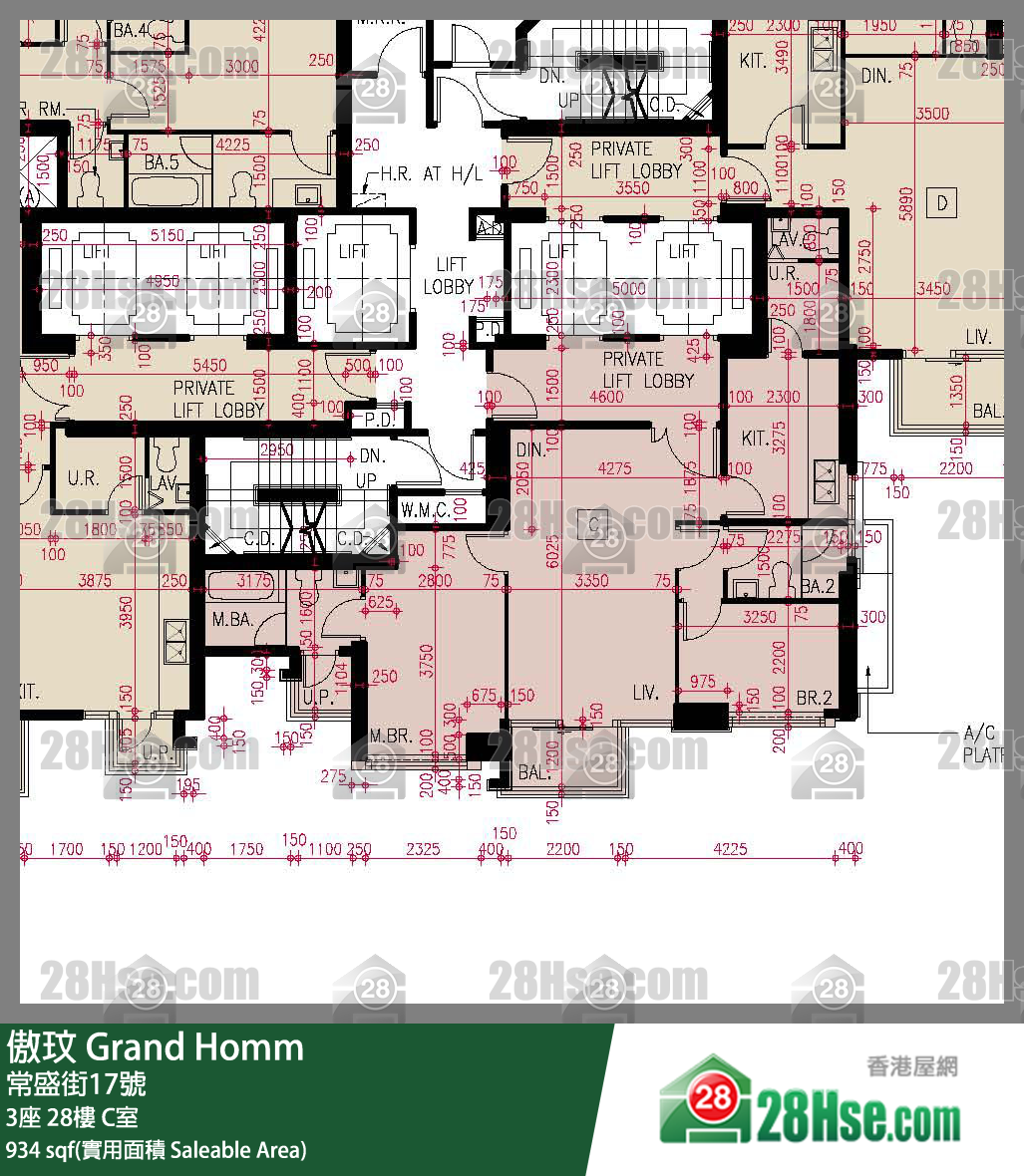 傲玟 3座 28樓 C室 平面圖