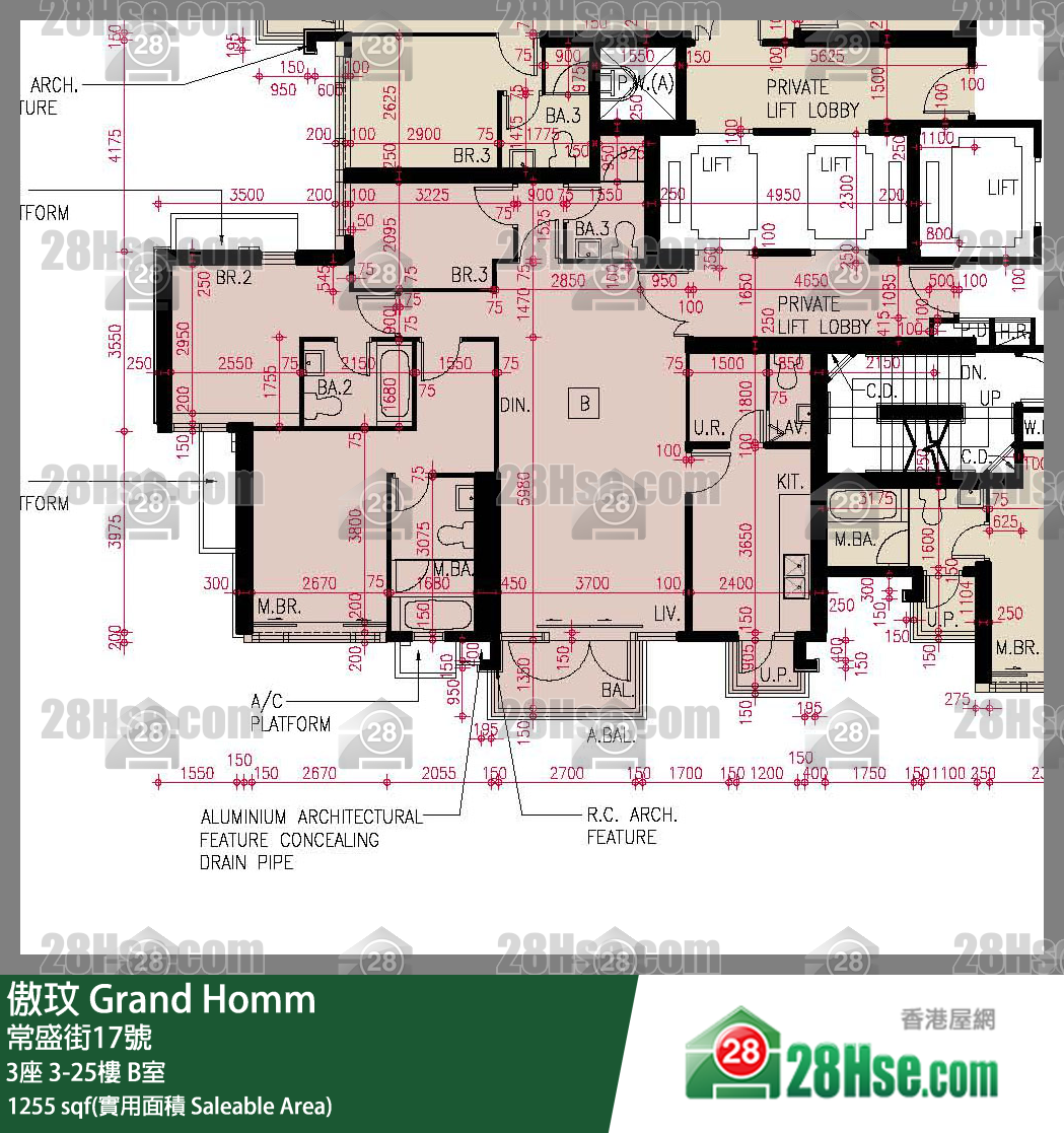 傲玟 3座 12樓 B室 平面圖