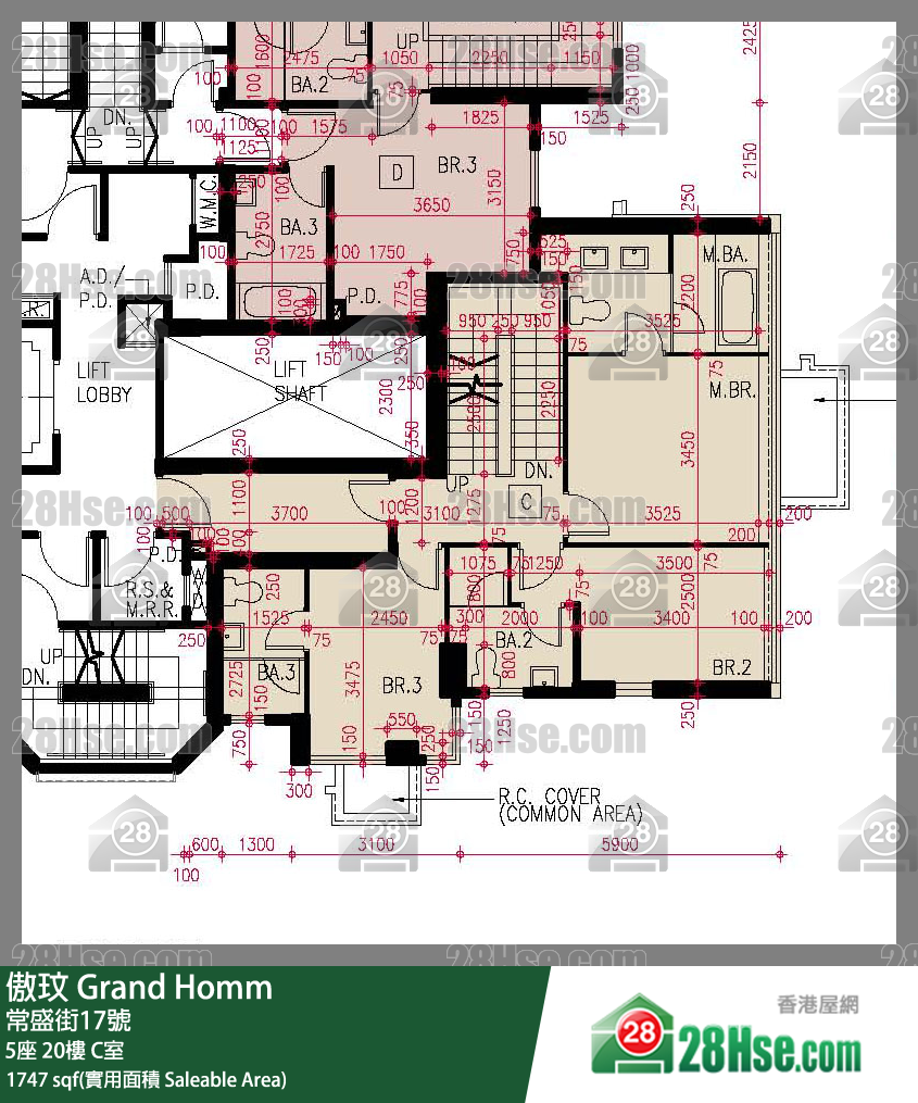 傲玟 5座20樓 C室 平面圖