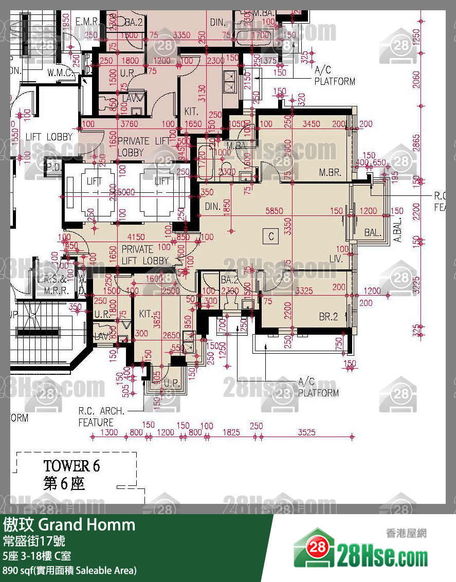 傲玟 5座5樓 C室 平面圖