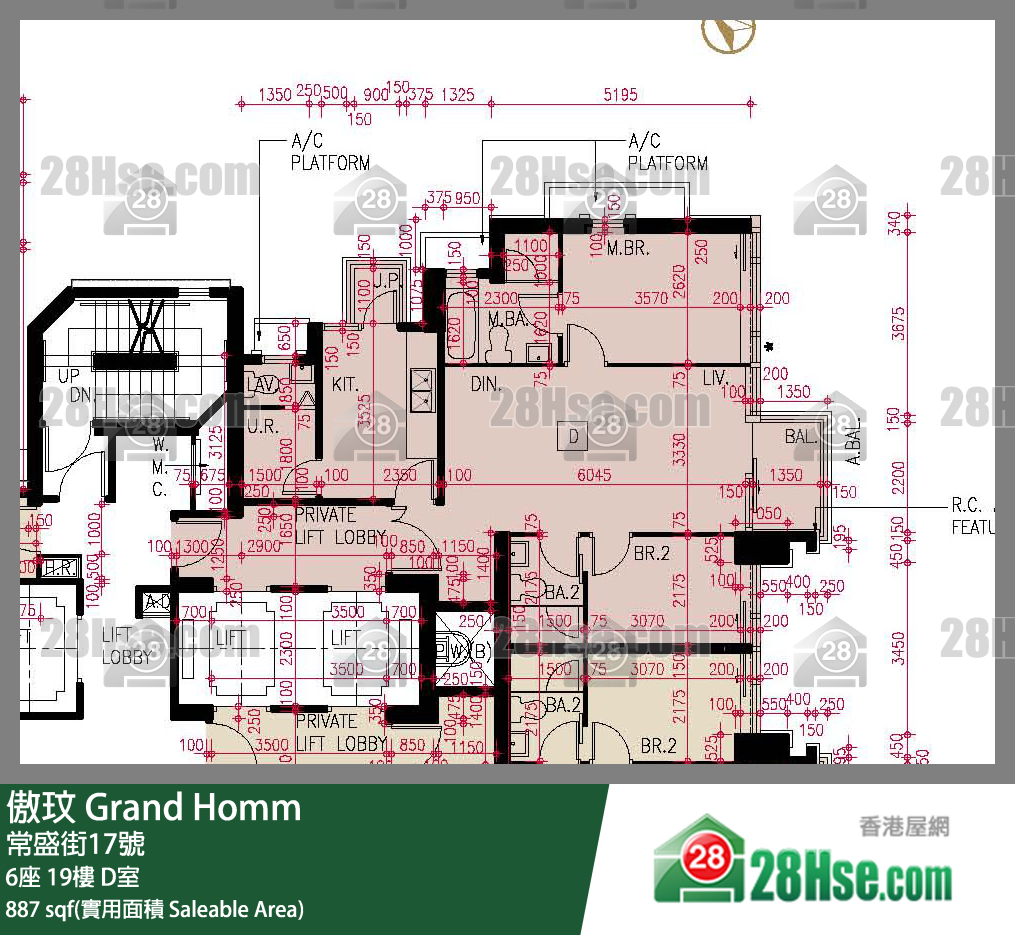 傲玟 6座 19樓 D室 平面圖