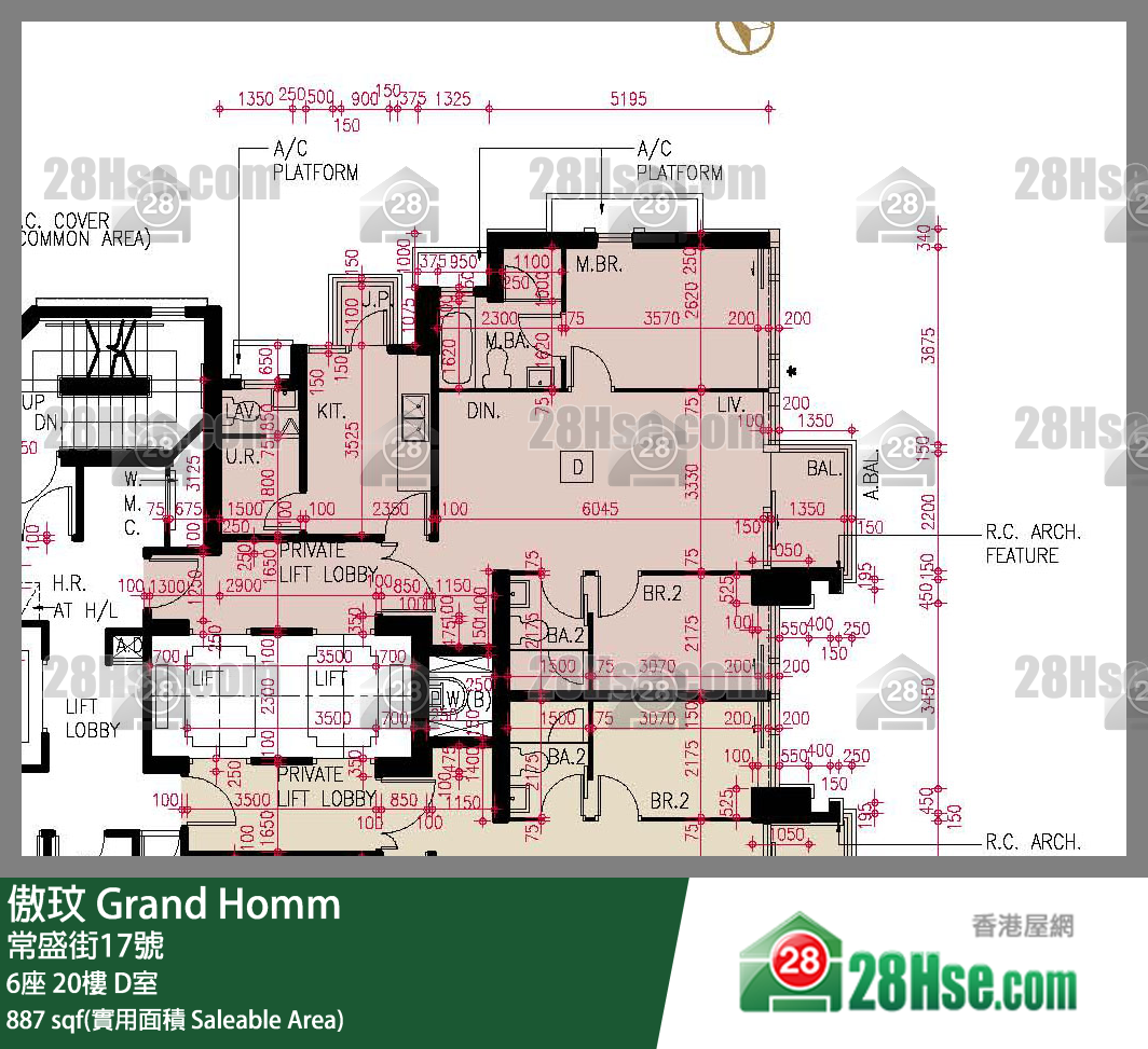 傲玟 6座 20樓 D室 平面圖