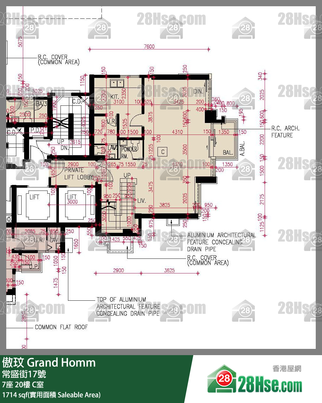 傲玟 7座20樓 C室 平面圖
