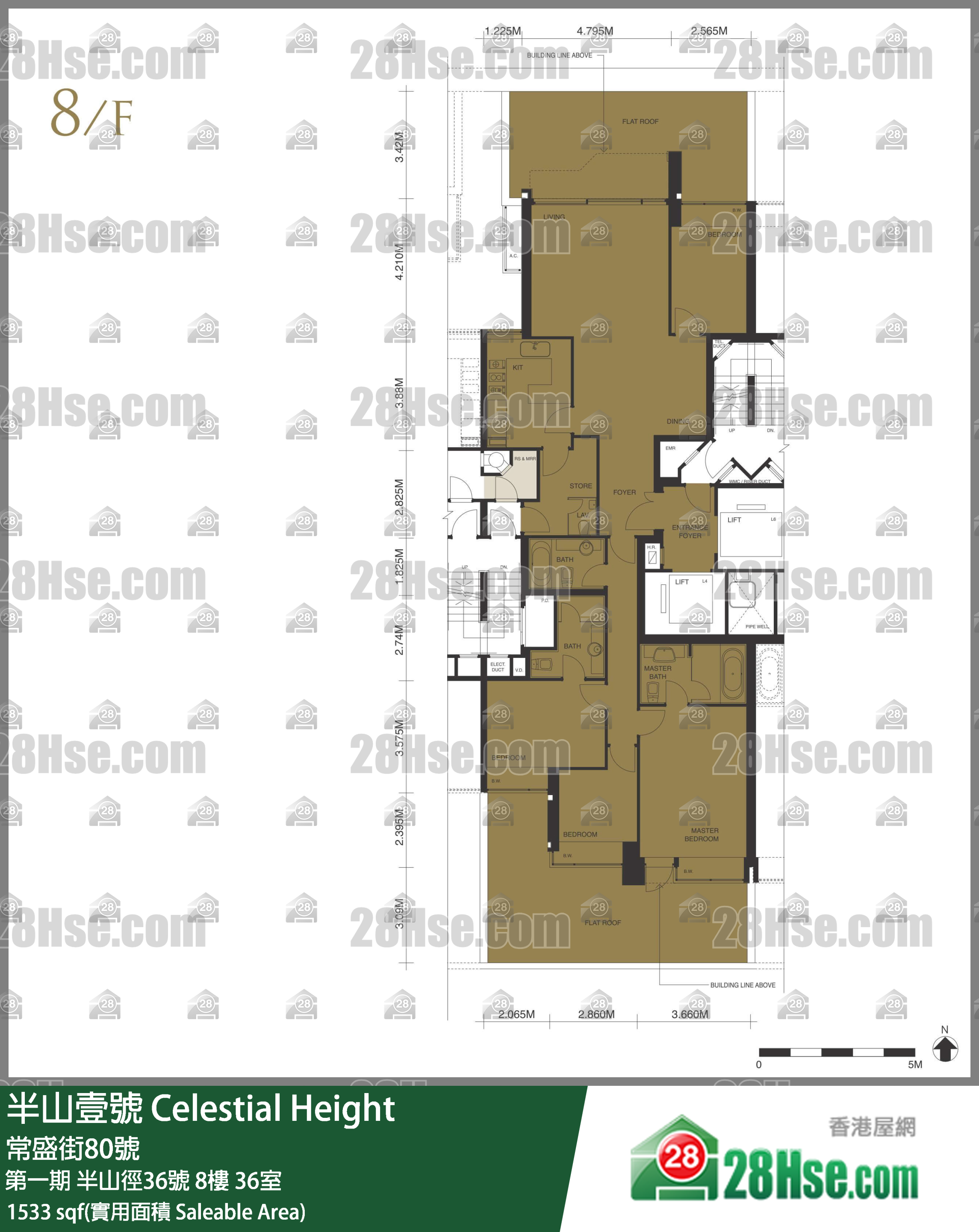 半山壹號 第一期半山徑36號8樓 36室 平面圖