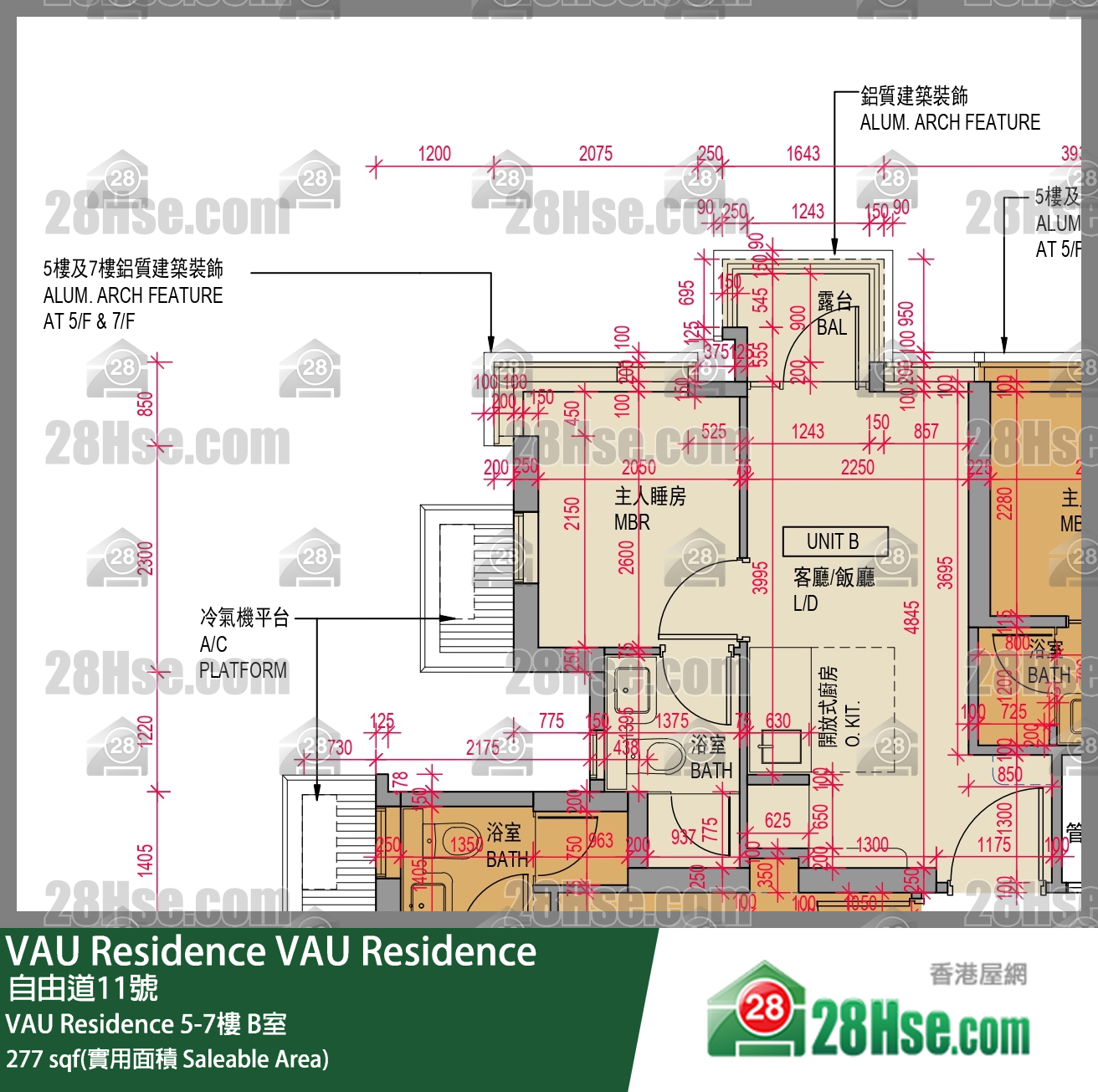 VAU Residence VAU Residence 5楼 B室 平面图