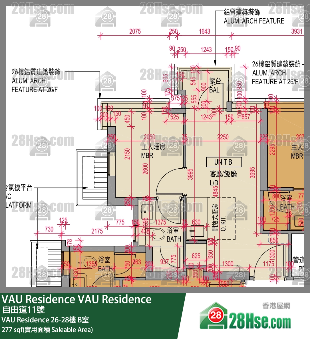 VAU Residence VAU Residence27楼 B室 平面图