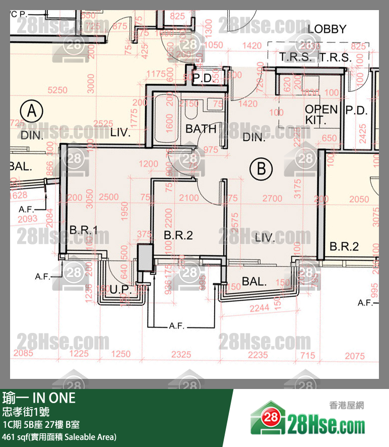 瑜一 1C期 5B座 27樓 B室 平面圖