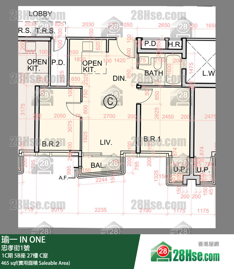 瑜一 1C期 5B座 27楼 C室 平面图