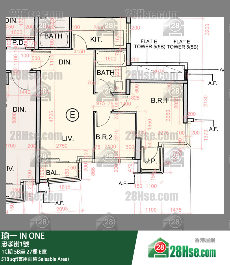 瑜一 1C期 5B座 27樓 E室 平面圖