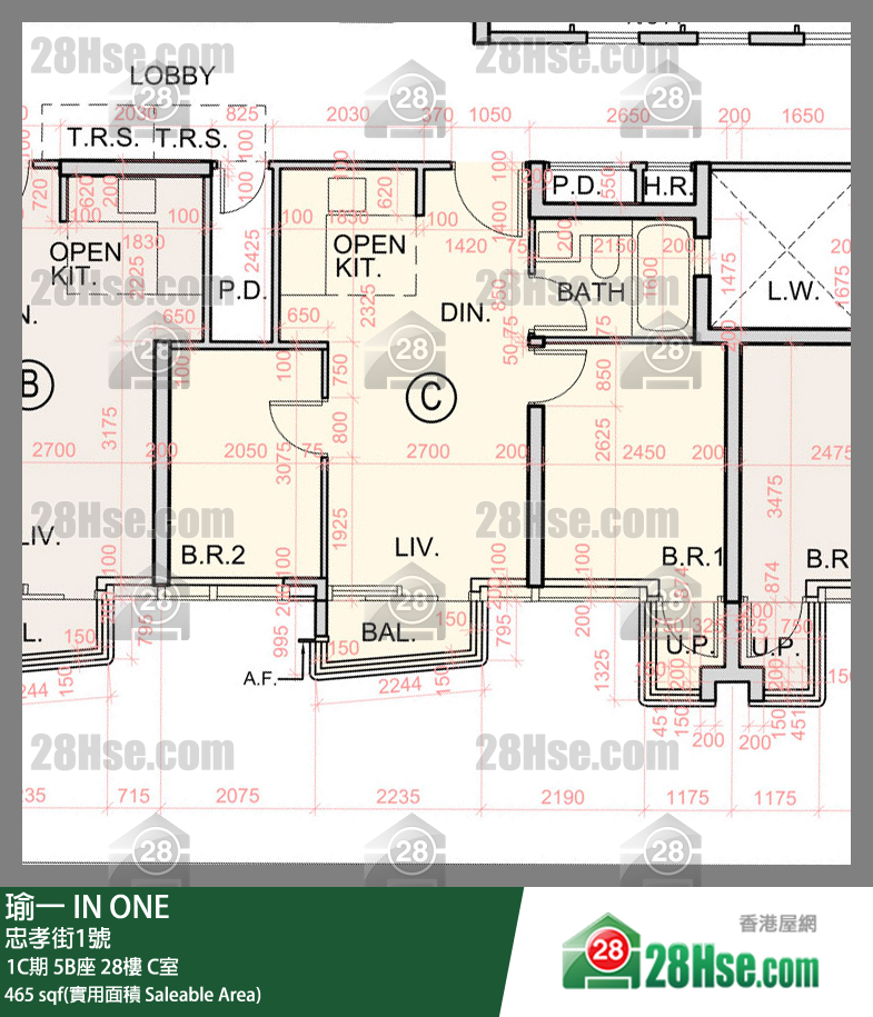 瑜一 1C期 5B座 28楼 C室 平面图