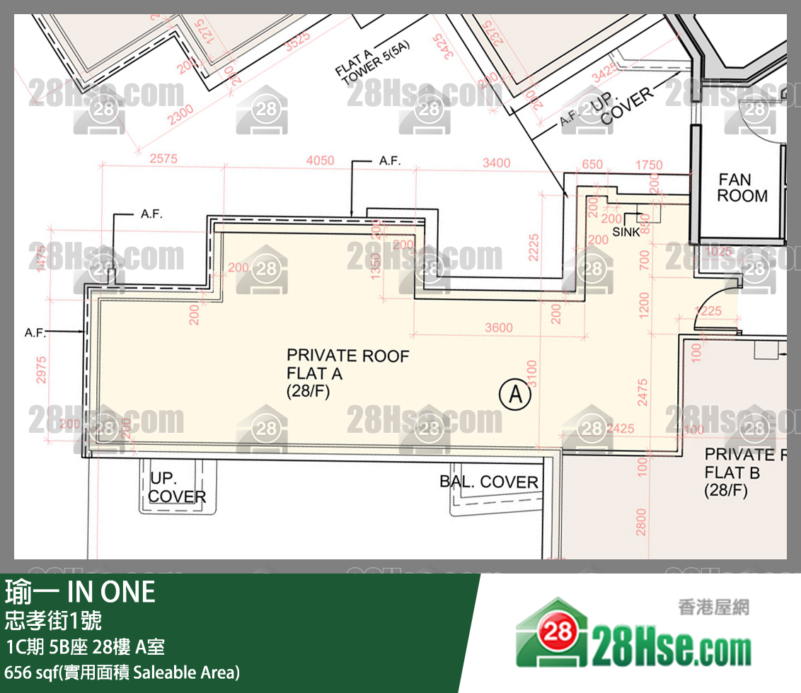 瑜一 1C期 5B座 28樓 A室 平面圖