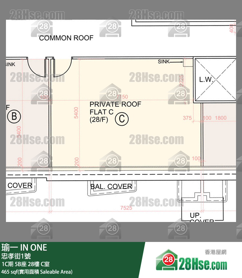 瑜一 1C期 5B座 28楼 C室 平面图