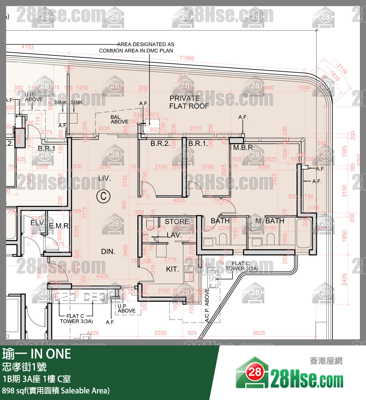 瑜一 1B期 3A座 1樓 C室 平面圖
