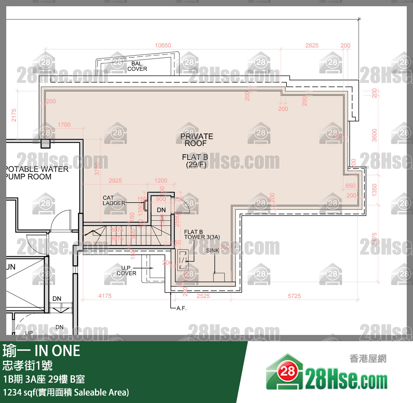 瑜一 1B期 3A座 29楼 B室 平面图
