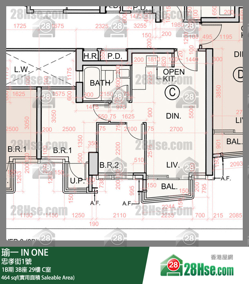 瑜一 1B期 3B座 29樓 C室 平面圖