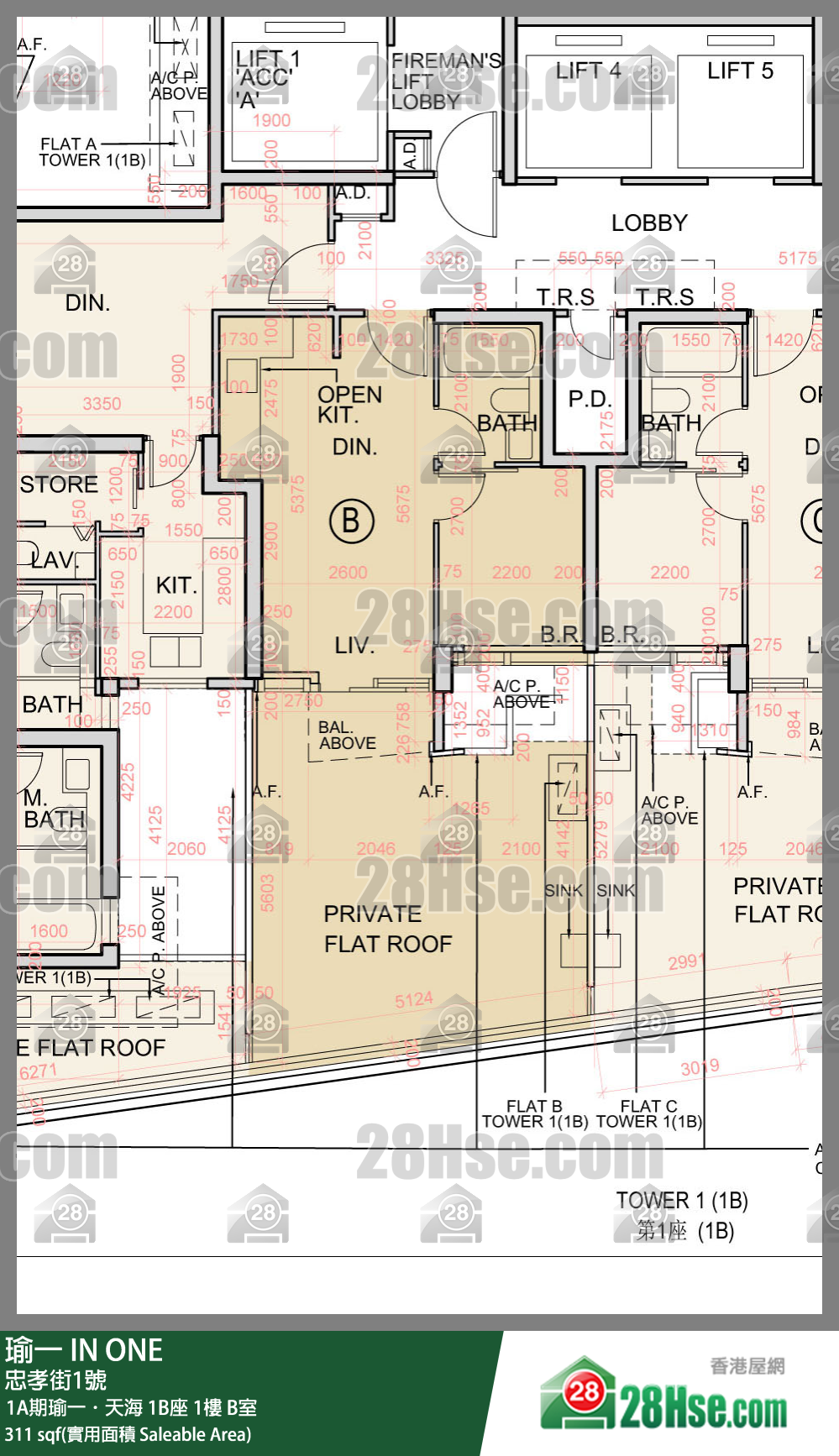 瑜一 1A期瑜一．天海 1B座 1楼 B室 平面图