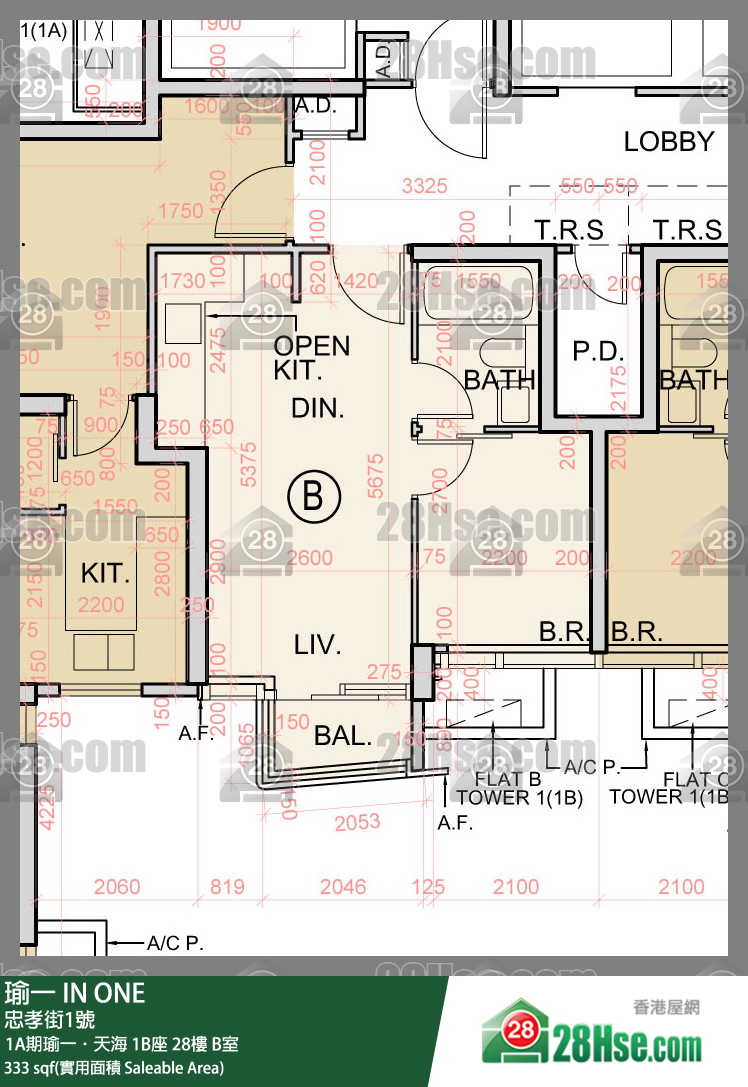 瑜一 1A期瑜一．天海 1B座 28樓 B室 平面圖