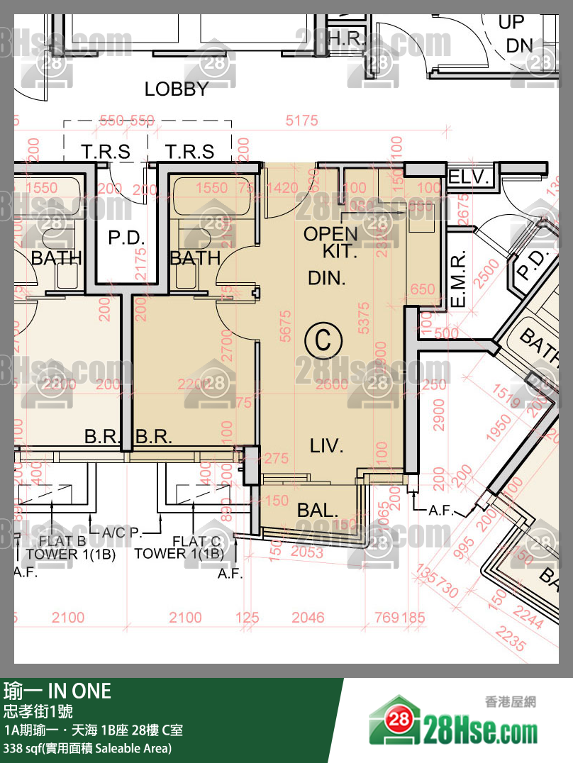 瑜一 1A期瑜一．天海 1B座 28樓 C室 平面圖