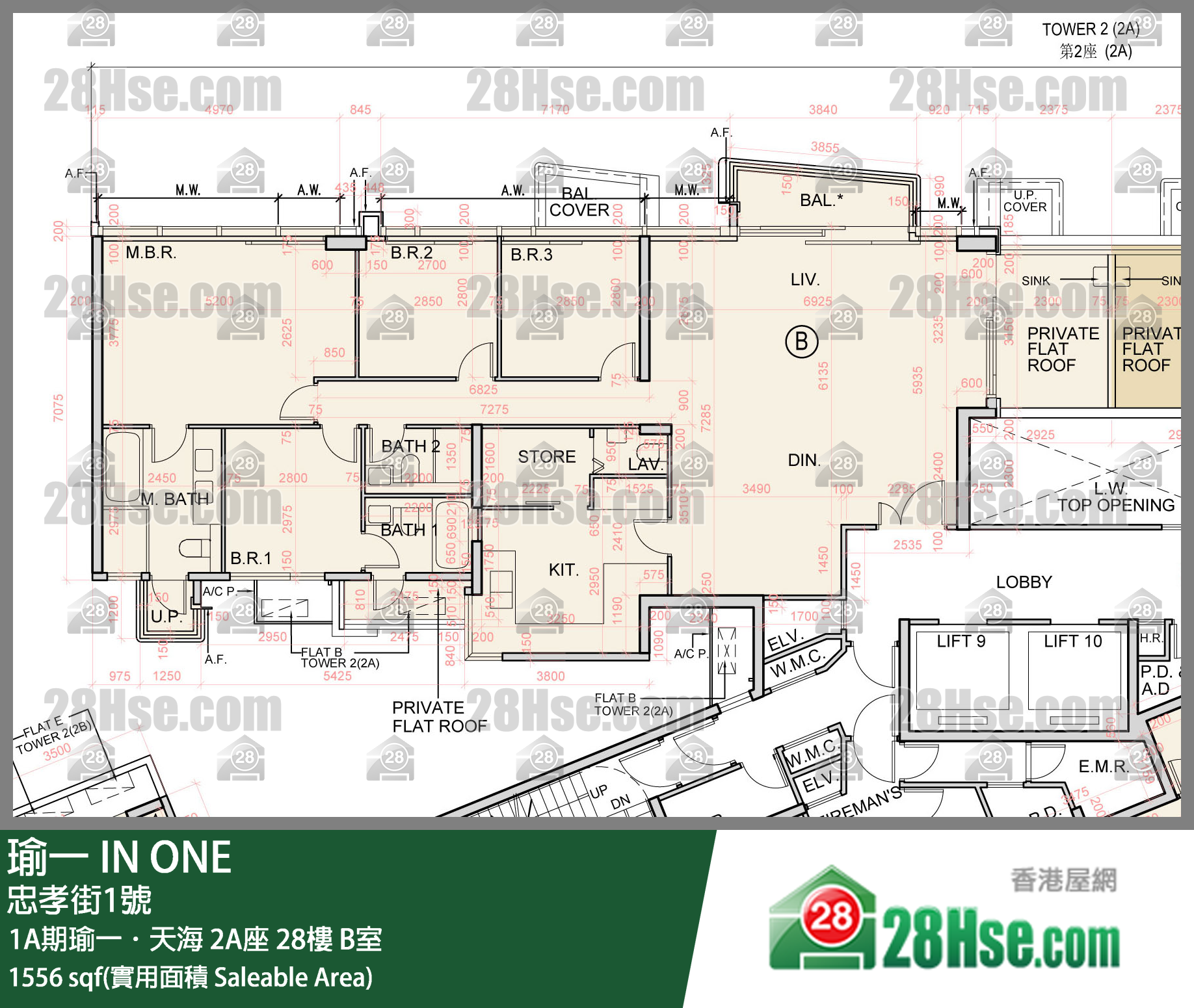 瑜一 1A期瑜一．天海2A座28楼 B室 平面图