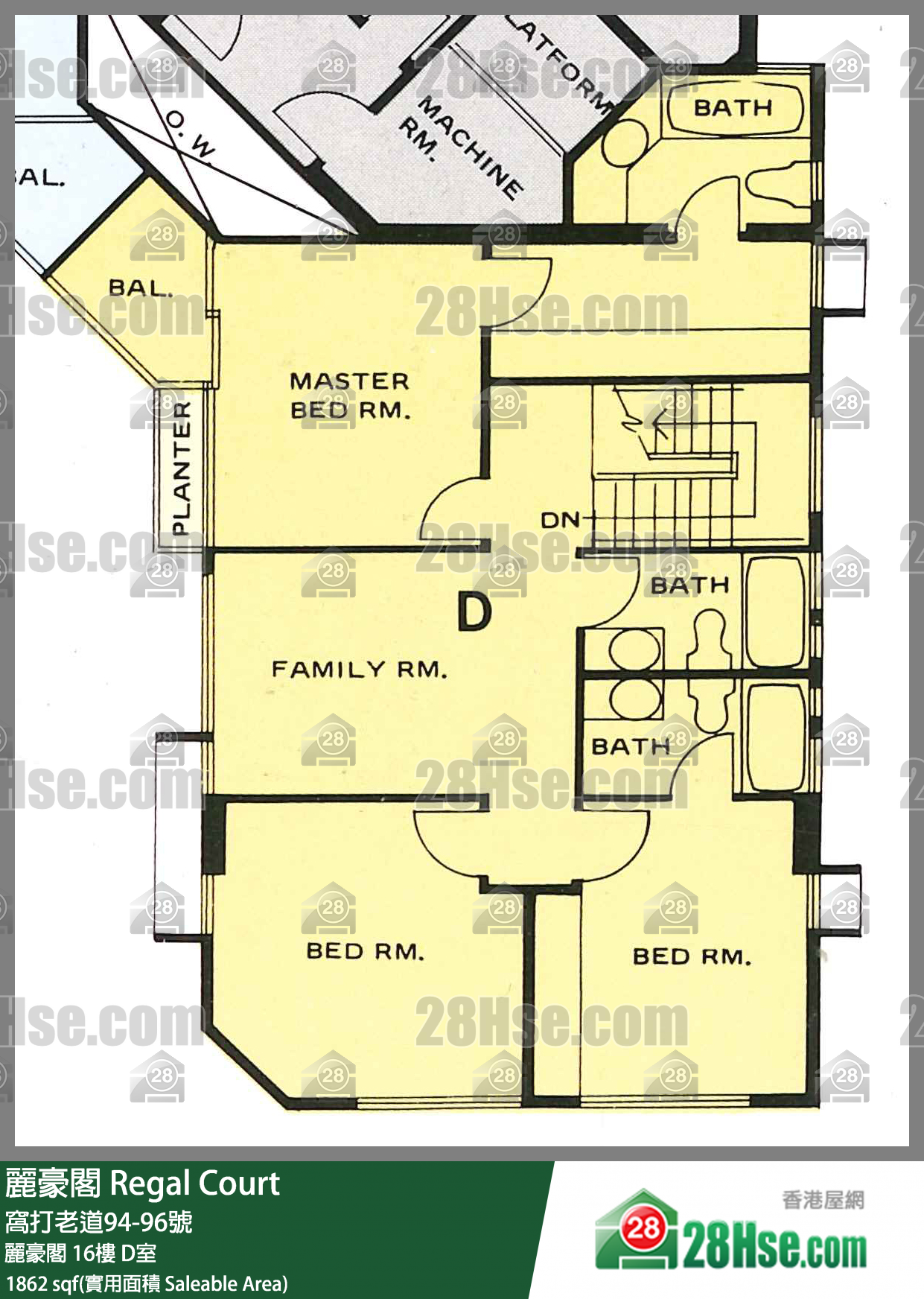 丽豪阁 丽豪阁 16楼 D室 平面图
