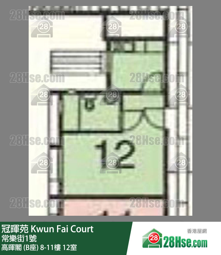 冠暉苑 高暉閣 (B座)10樓 12室 平面圖