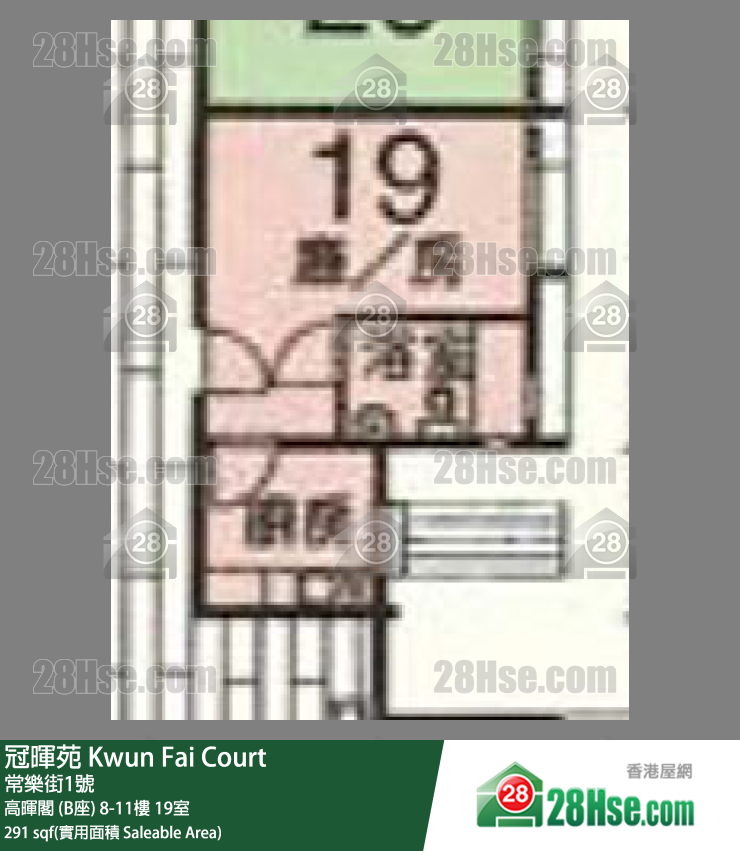 冠暉苑 高暉閣 (B座)10樓 19室 平面圖