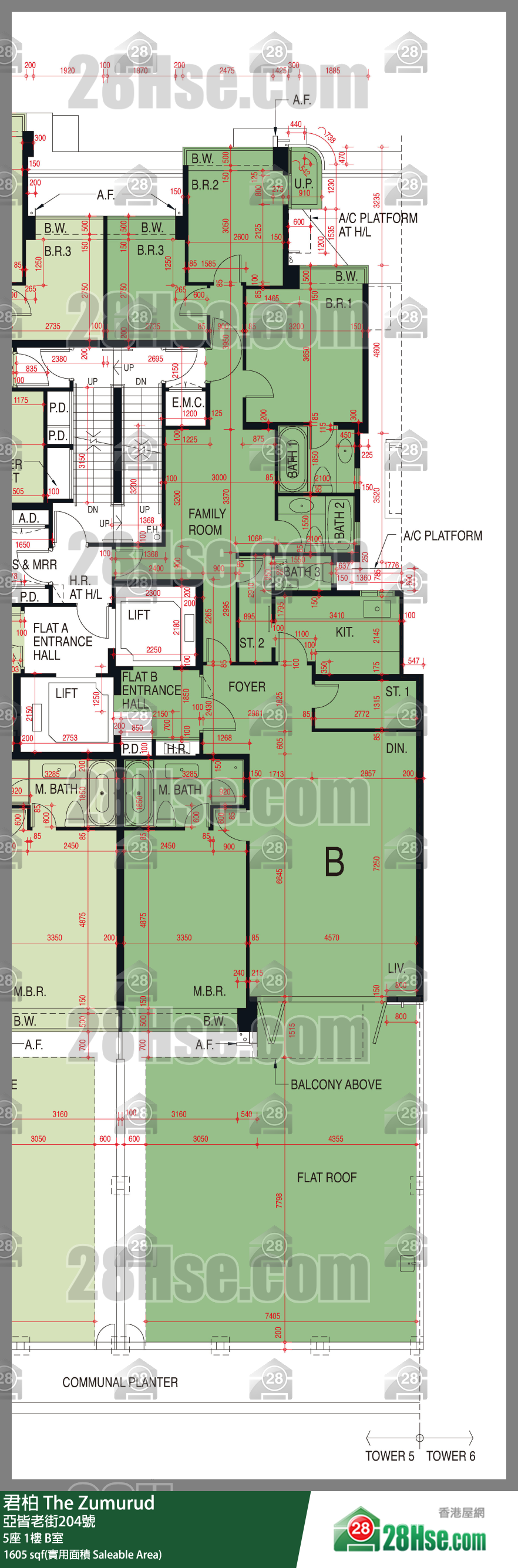 君柏 5座1楼 B室 平面图