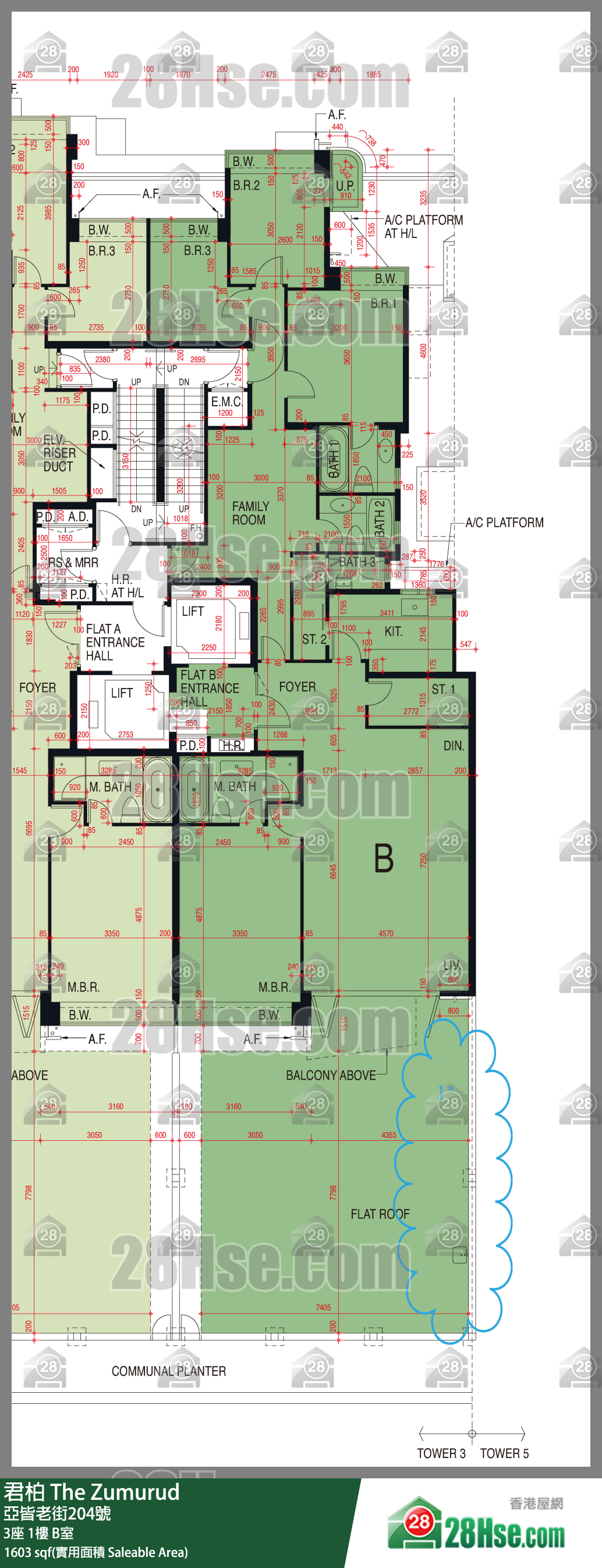 君柏 3座1楼 B室 平面图