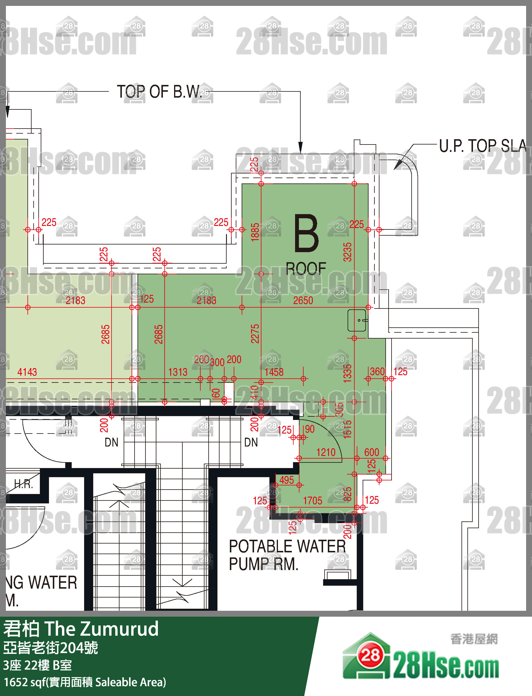 君柏 3座22楼 B室 平面图