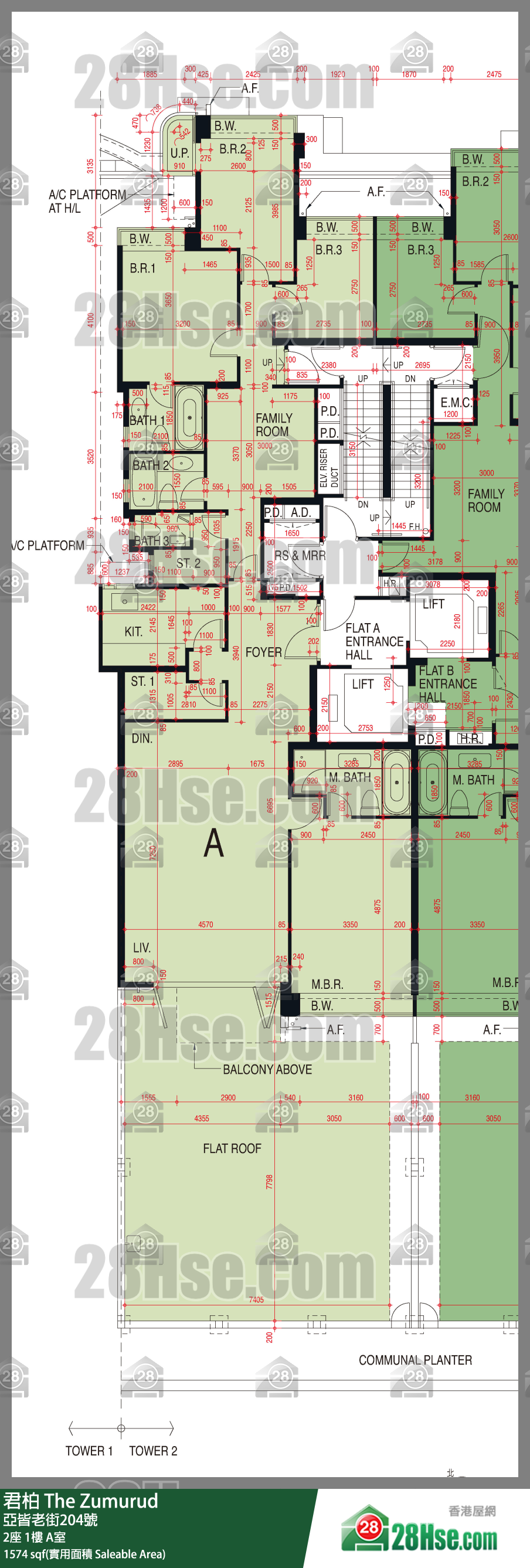 君柏 2座1楼 A室 平面图