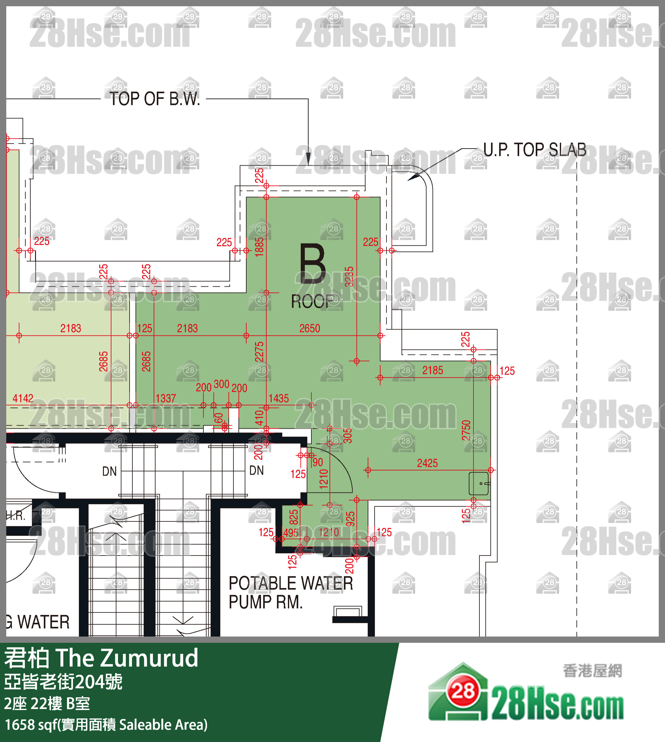 君柏 2座22楼 B室 平面图