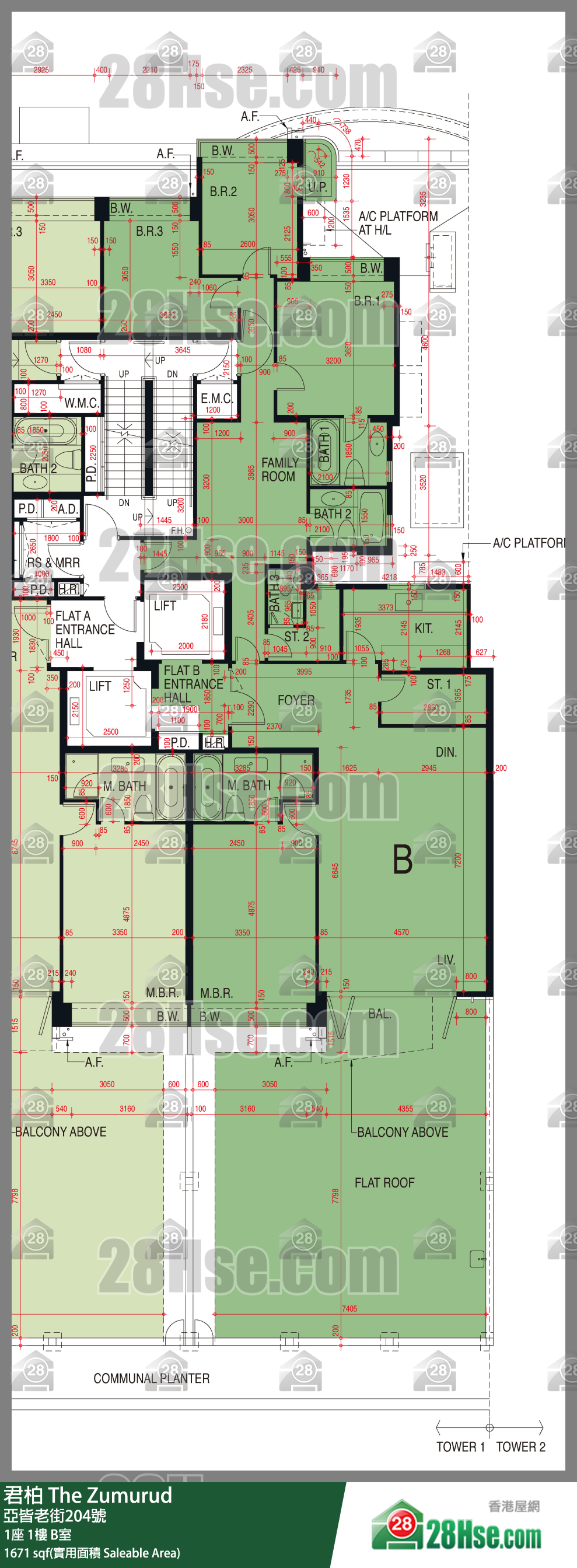 君柏 1座1楼 B室 平面图
