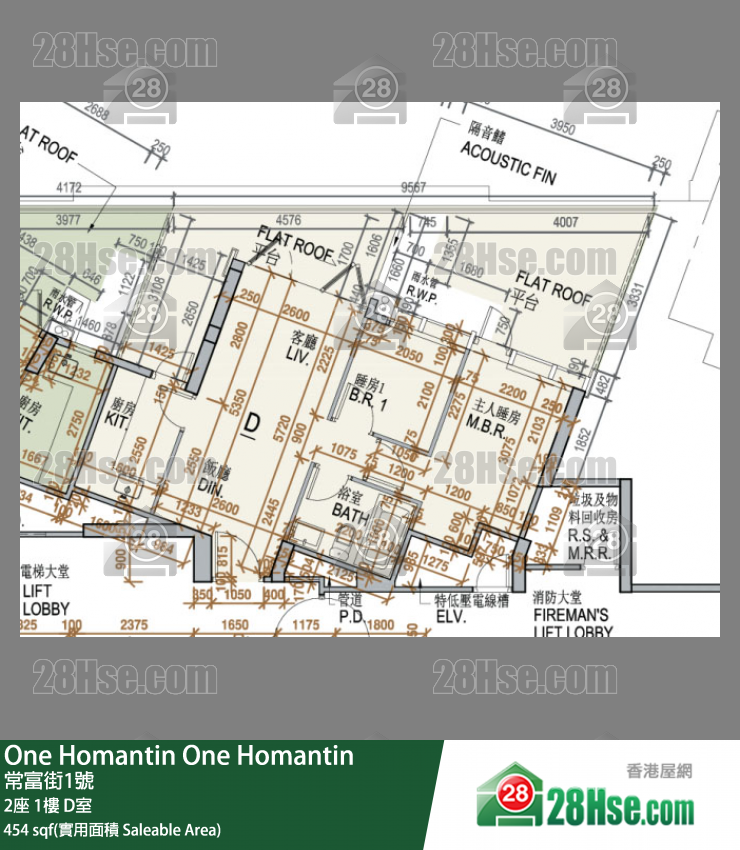 One Homantin 2座1楼 D室 平面图