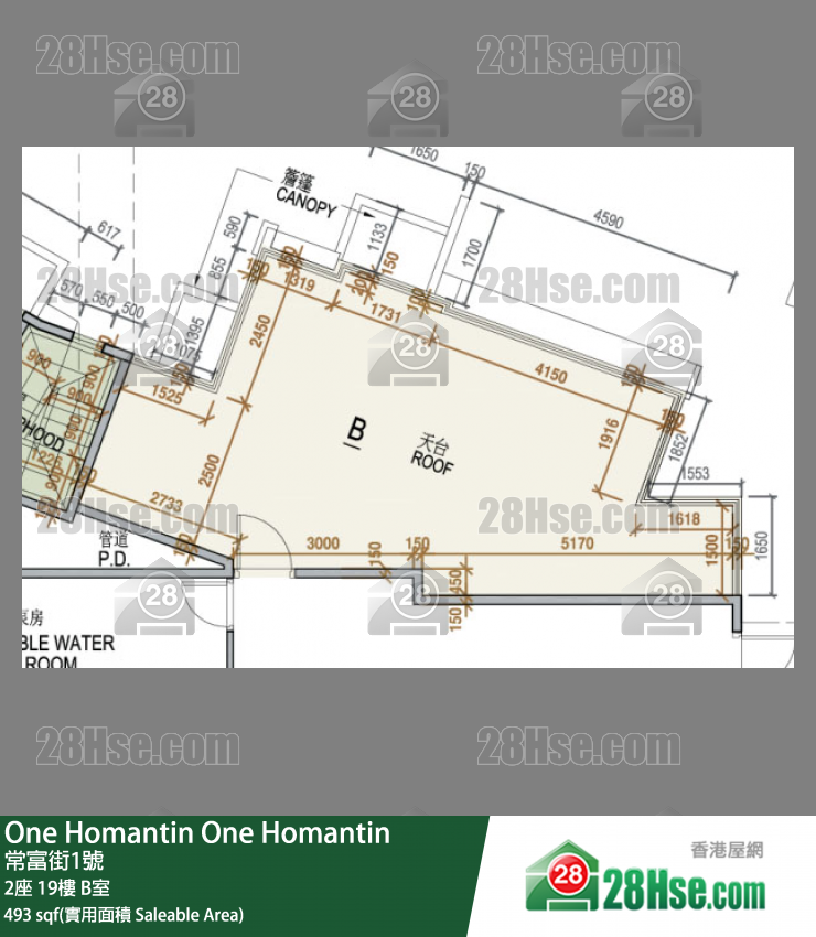 One Homantin 2座 19樓 B室 平面圖