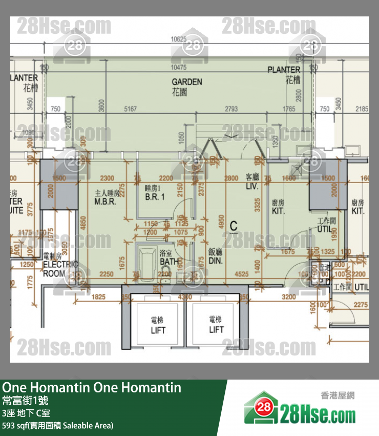 One Homantin 3座地下 C室 平面图