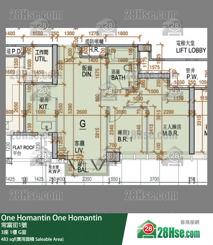 One Homantin 3座1楼 G室 平面图