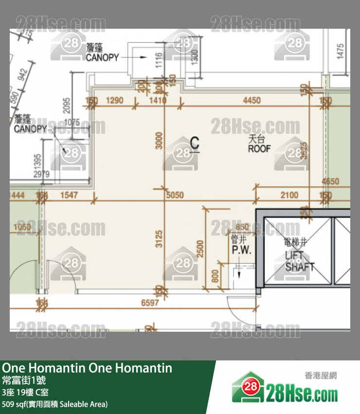 One Homantin 3座 19樓 C室 平面圖