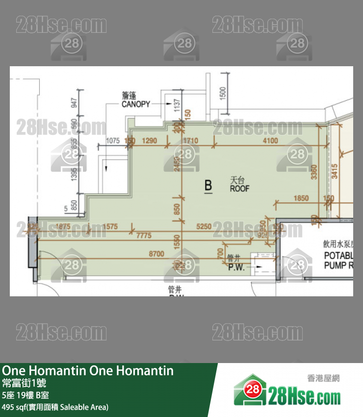 One Homantin 5座 19楼 B室 平面图